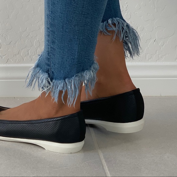 Black Perforated Sporty Sole Loafer Flats - Picture 3 of 5